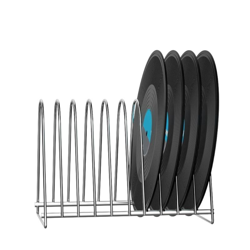 Vinyls Record Display Rack Metal Stand for 7 and 12 inches Albums with Ten Slots for Music Lovers and Home Organization