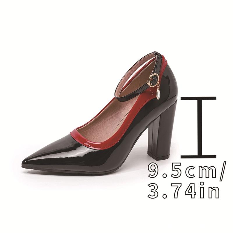 Sharp pointed, thick heel, color blocked, light mouthed work high heels