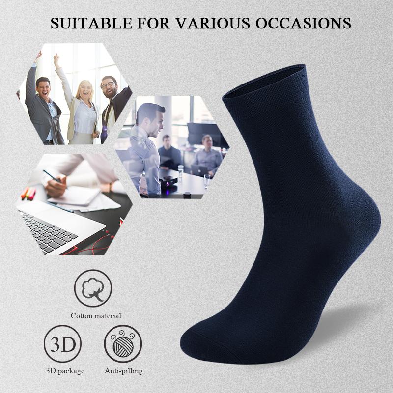 1/5 Pares Meias de Algodão Cano Médio Masculinas para Negócios Preto Branco Meia Masculina Respirável Quatro Estações Tamanho Plus