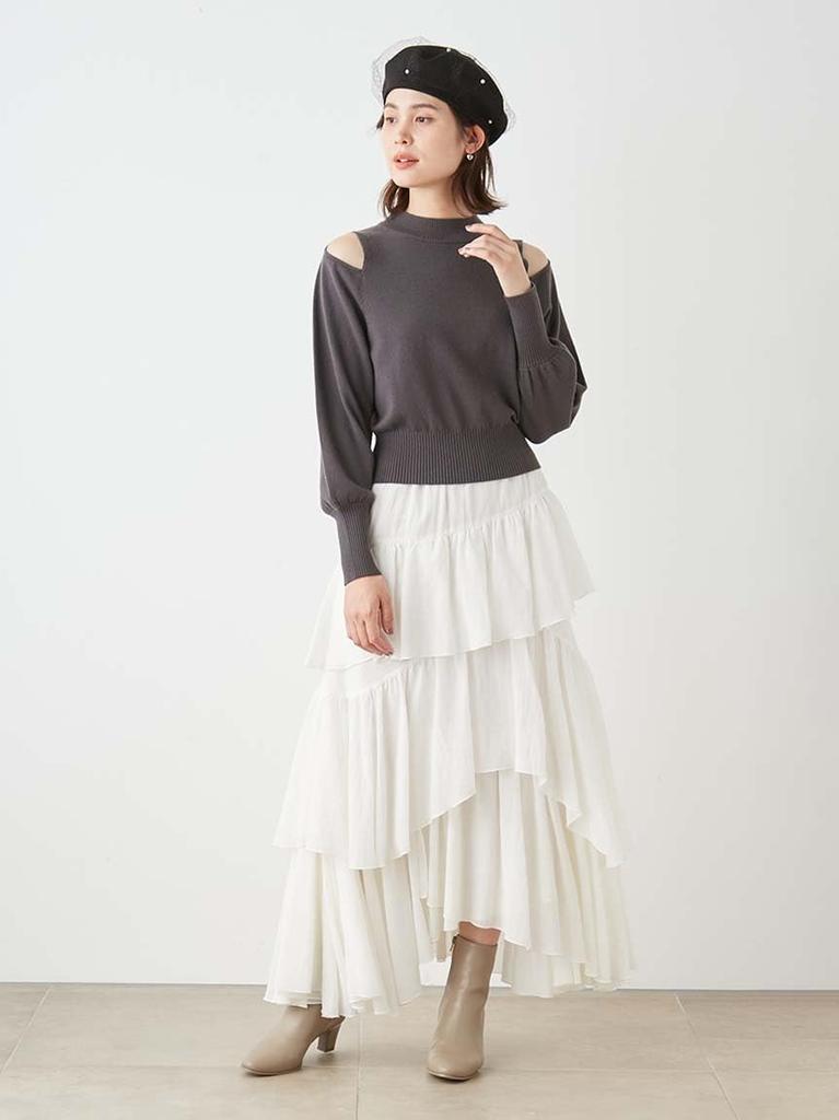 Snidel Cold Shoulder Pullover SWNT244043 DGRY Women's