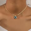 Blauwe Zircon Geluks Oog Hanger Ketting voor Vrouwen Hand van Fatima Turkse Oog Sleutelbeen Kettingen Dames Choker Bruiloft Sieraden Cadeau