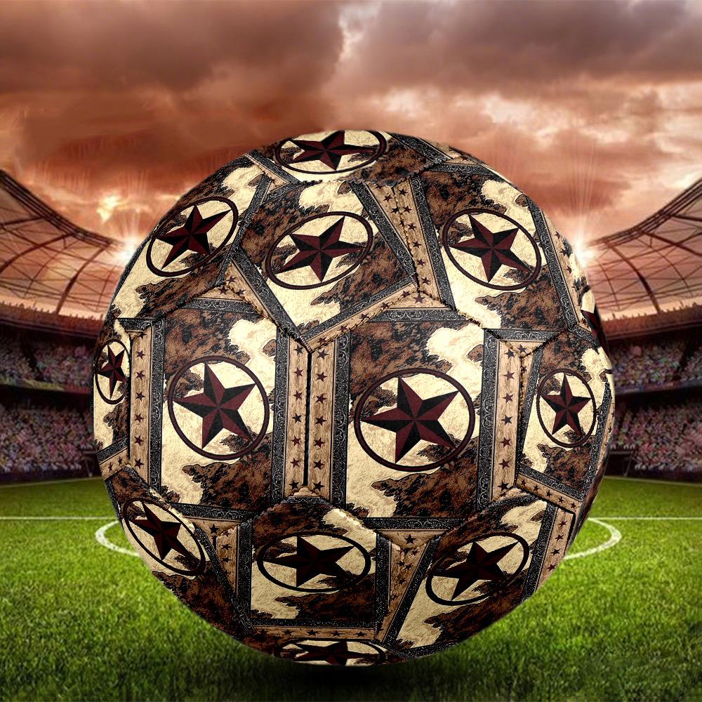 Western Texas Star Indoor Soccer Ball Size 5 Colorful All Ages Machine Stitched PVC Competition Ready Durable High-Bounce