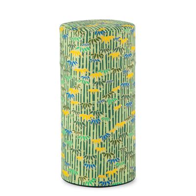 Noren Tea Tea 200g Can Tea Caddy Green Made In Yuzen Washi Steel Can with Inner Airtight Storage Dry Food Container Stylish Tea Caddy Caddy, Canister,
