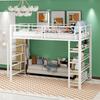 Youth Bed with Safety Stairs Several Shelves Built-in Wardrobe Strong Load Bearing Metal Frame Loft Bed Home Furniture