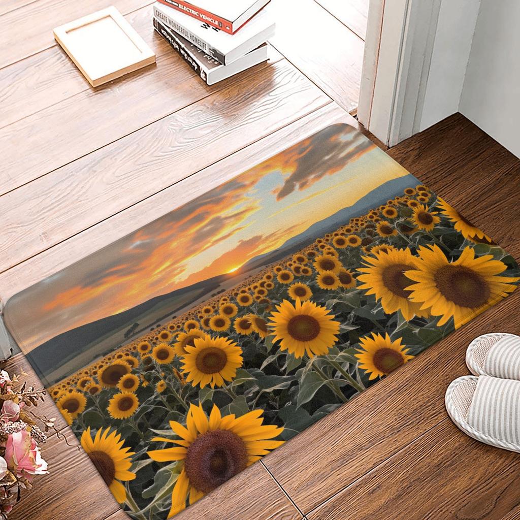 Beautiful Sunflower Flowers Pattern Doormat Anti-Slip Kitchen Bath Mat Garden Garage Door Floor Entrance Carpet Rug