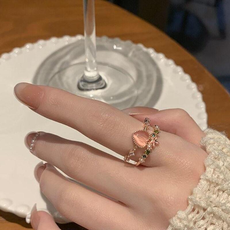 Inimă Zircon Flower Inel Simplu Drăguț Romantic Inele Deschise Ajustabile Femei Moda Aniversare Bijuterii Cadouri