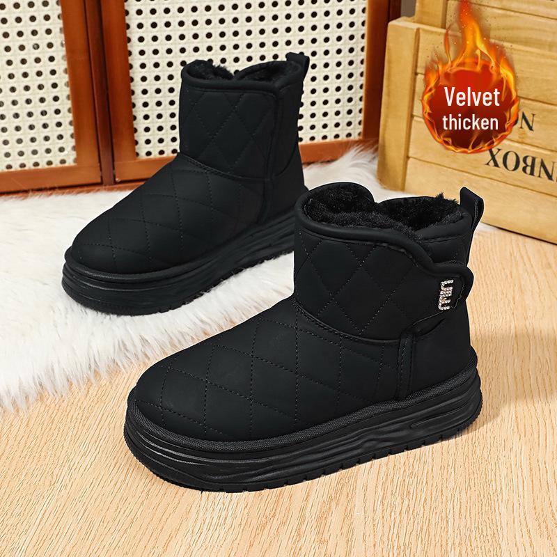 Women s Plus Size Shearling-Lined Velvet Snow Boots - 2025 Winter High-Top Thickened Cotton 41
