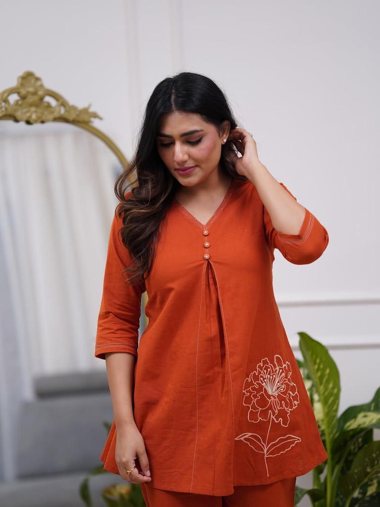 Dámsky Dizajnový Čistá Bavlna Kurta Nohavice Kordová Súprava Indická Bollywood Vrchný Diel Tunika Kurti Šaty