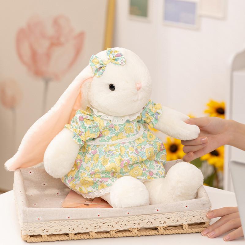 Wear Rabbit Dress Plush Toy Animal Stuffed Doll Bedroom Decoration Gift Kids