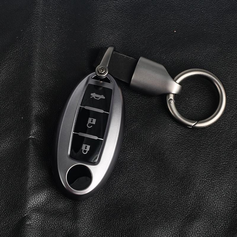 Car Key Cover for Nissan 5 Buttons Key Case TPU Metallic Gray Keychain for Nissan Altima Sentra Rogue Pathfinder Murano Armada M