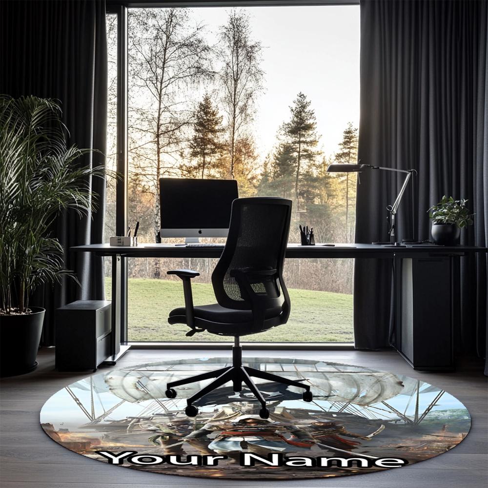 Custom Name Assassin’s Creed Printed Round Rug Carpet Chair Rug Area Rug Entryway Doormats,for Office Chair Living Room Bedroom Kitchen Room.