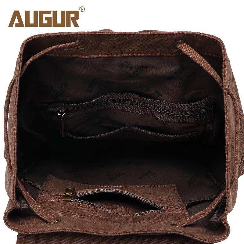 AUGUR Vintage Canvas Backpack for Men – Dual-Shoulder Laptop & School Bag
