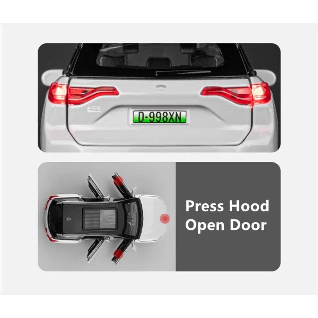 1/32 NIO ES8 SUV Alloy Electric Vehicles Model Diecasts Metal New Energy Car Model Simulation Sound and Light Childrens Toy Gift