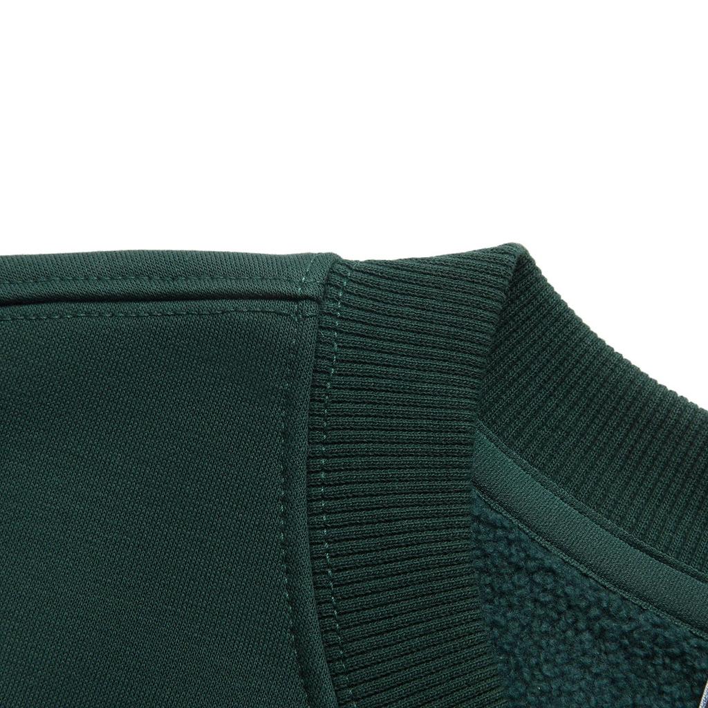 Li Ning Sports Lifestyle Series Brand Logo Anti-Static Fleece Warm Loose Crewneck Sweatshirt Men Sweatshirt Green AWDU981-11