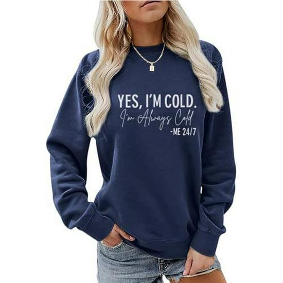 Women's Autumn/Winter Casual Round Neck Sweatshirt - Cold Letter Number Print
