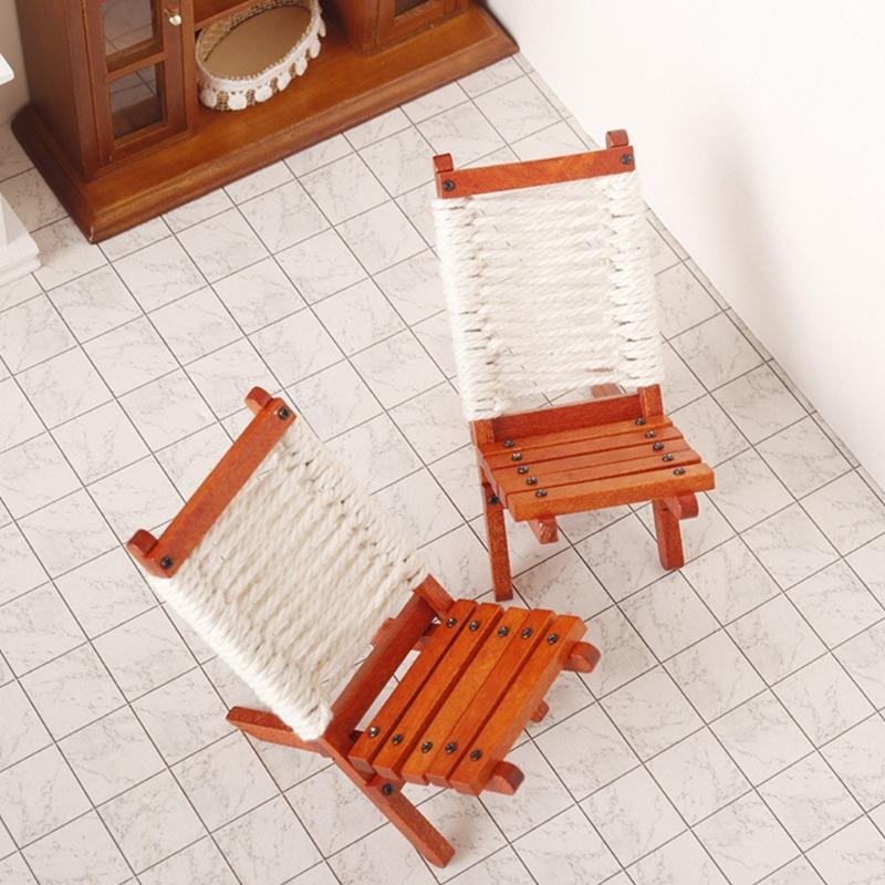 Doll House Zakka Chair Model Realistic Dollhouses Folding Chair Realistic Play Chair Realistic 1:12 Model Mini Size Toy