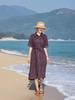 Frühling/Sommer 2026 Künstlerisches Damen-Stick-Leinen-Mid-Sleeve Mid-Length Retro-Kleid