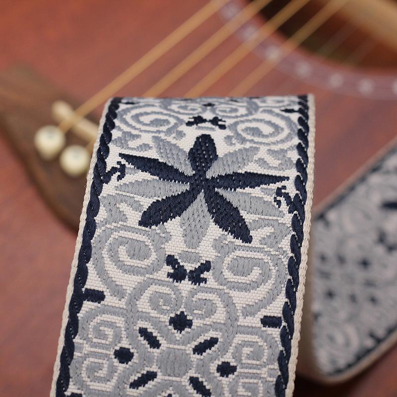 Thickened Embroidered Guitar Strap Set for Acoustic & Electric Bass