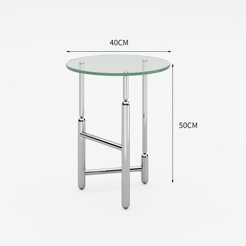 Retro Stainless Steel Coffee Table Luxury Round Glass Corner Tables Living Room Small Side Table Home Decoration Furniture