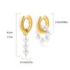 Fashion Natural Freshwater Pearls Pendant Earringd for Women Girl Gold Plated Stainless Steel Round Hoops Earring Charm Jewelry