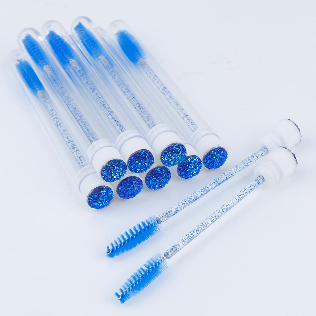 10pcs Eyelash Brush With Dust-proof Tube Container Reusable Crystal Disposable Lash Mascara Wand Makeup Applicator For Eyelash