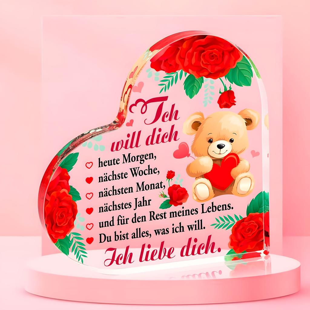 1 pz Decorazione a Cuore Acrilica | Regalo Romantico "Ti Amo" per Moglie/Fidanzata, Ideale per San Valentino, Anniversario, Compleanno - Acrilico da Tavolo
