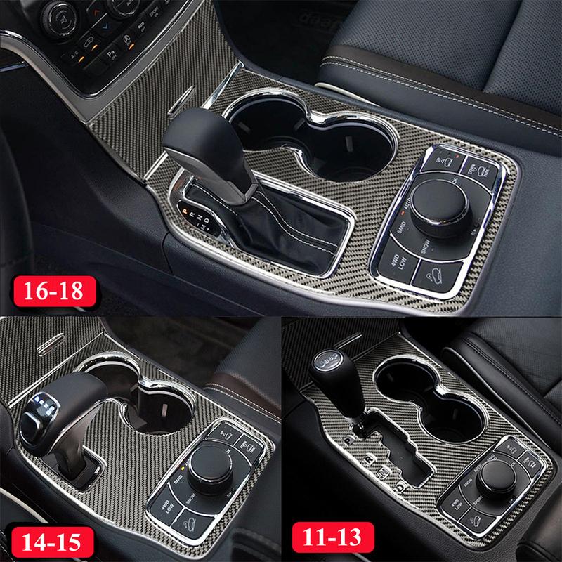 Center Console Gear Shift Cup Holder Panel Decoration Cover for Jeep Grand Cherokee 2011-2018 Carbon Fiber Interior Accessories