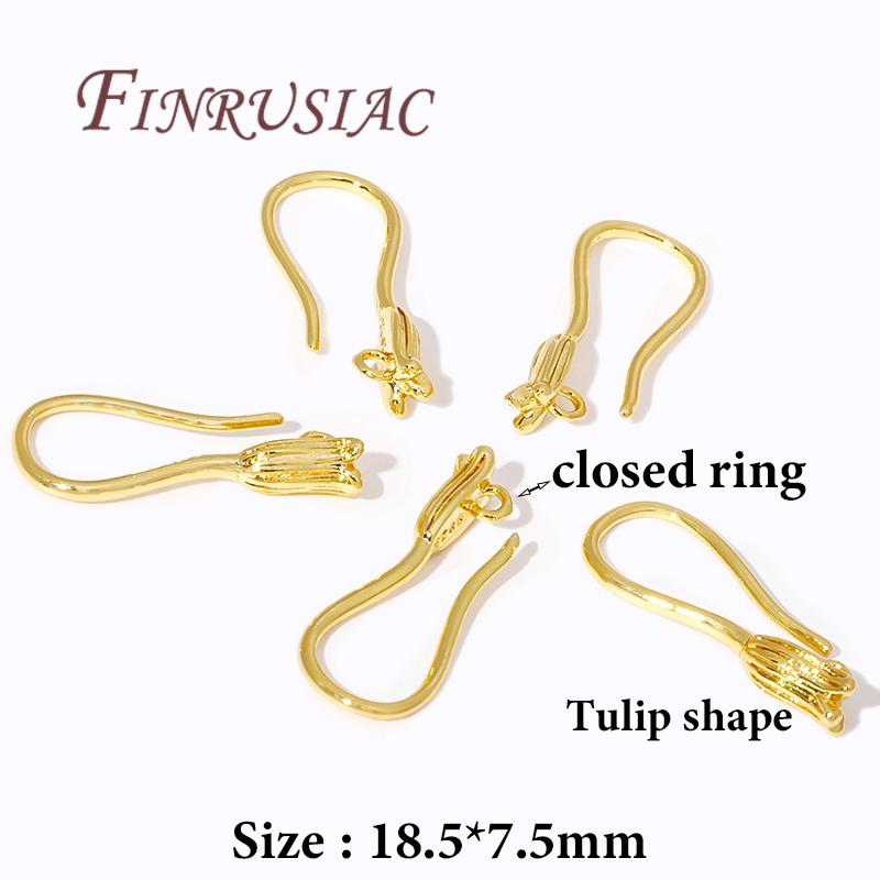 18K Gold Plated French Earring Hooks with Closed Ring Ear Settings Earwires For Jewelry Making Findings DIY Accessories