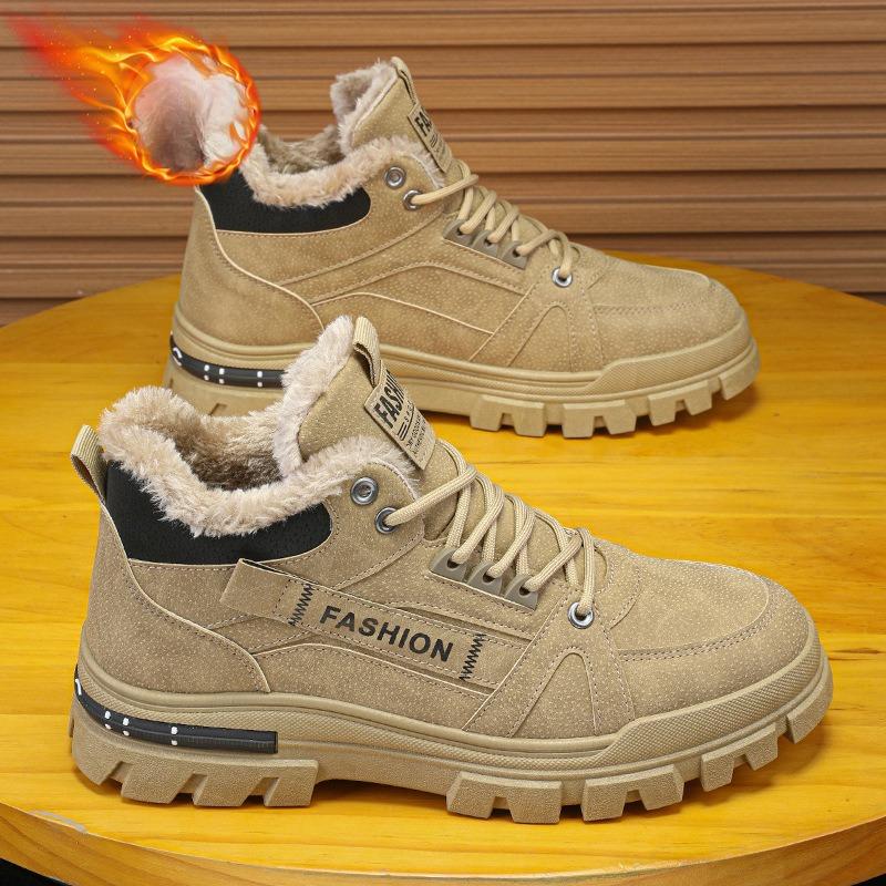 Winter Sneakers Men's New Warm Cotton Boots with Thick Soles Versatile Snow Anti Slip Outdoor Leisure Hiking Cotton Shoes Botas