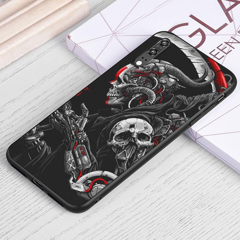 Czaszka Ponurego Żniwiarza Szkielet Dla Samsunga Galaxy A40 S A30 S A2 A20E A20 S A10S A10 E A90 A80 A70 S A60 A50S Czarny Miękki Pokrowiec na Telefon