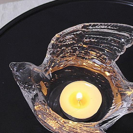Glass Candle Holder Bird Shape Candlestick Ornament Festive Atmosphere Table Decoration for Home Party Festival
