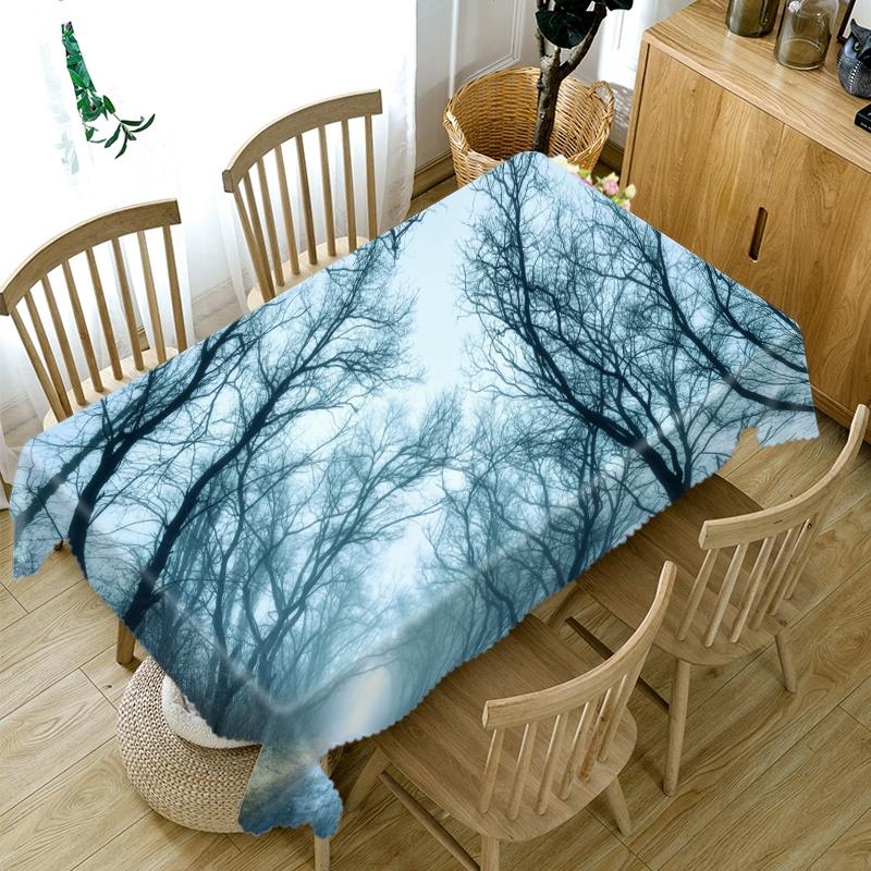 Thicken Cotton Tablecloth Misty Woods Landscape Pattern For Wedding Picnic Party Rectangular Round Table Cover