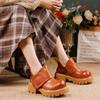 Oil Wax Cowhide Retro British Style Ankle Boots High-end Leather Thick Heel Women's Shoes