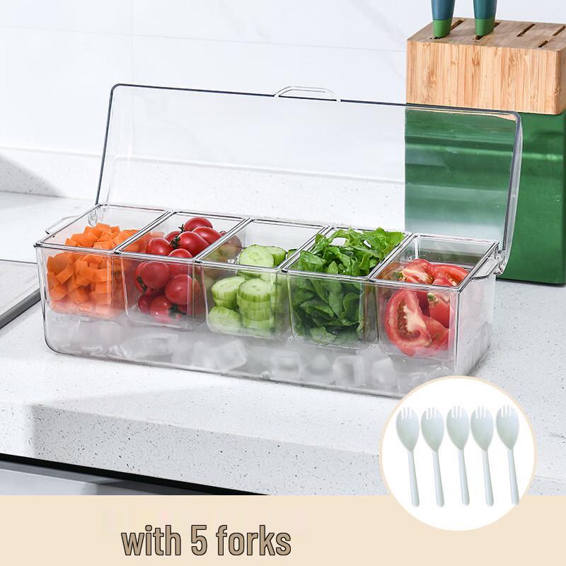 Rectangular Multi-Compartment Food Storage Container with Lid