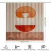 Rustic Modern Shower Curtain With Abstract Circular Design In Beige, Orange, And Red Colors Perfect For Bathroom Decorations.