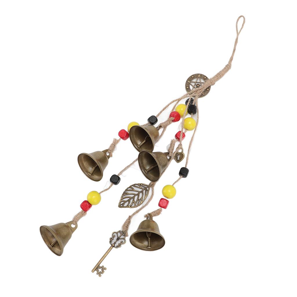 Hanging Bell Decor Blessing Metal Bells Wood Beads Hemp Rope Pendant Room Decoration for Door