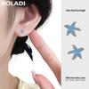 Mori Style Fresh Blue Star Stud Earrings: Sterling Silver & Epoxy Resin Starfish Design for Women