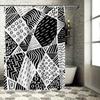 ~O~Black White Geometric Print Shower Curtain Modern Bathroom Decor Waterproof Fabric for Home Bathrooms Available in Various Si