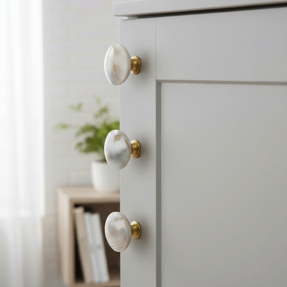 Round Shell Drawer Knob Natural Rough Stone Wardrobe Pulls Natural Cabinet Handle Kitchen Cabinet