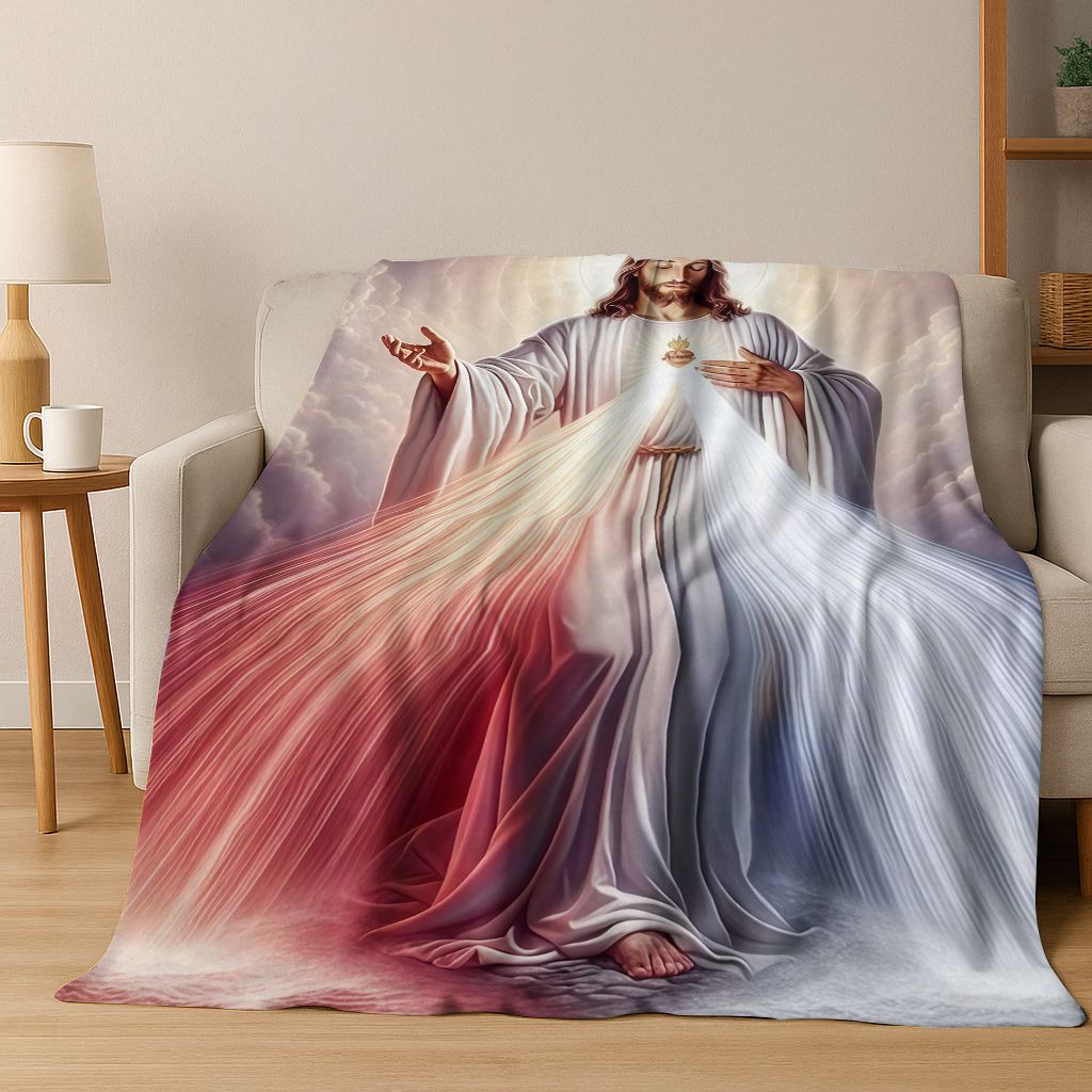 26 Style Faith Virgin Mary Jesus Blessed Flannel Blanket,Cozy Soft Throw Blanket for Home Bedroom Bed Sofa Picnic Cover Gift Kid