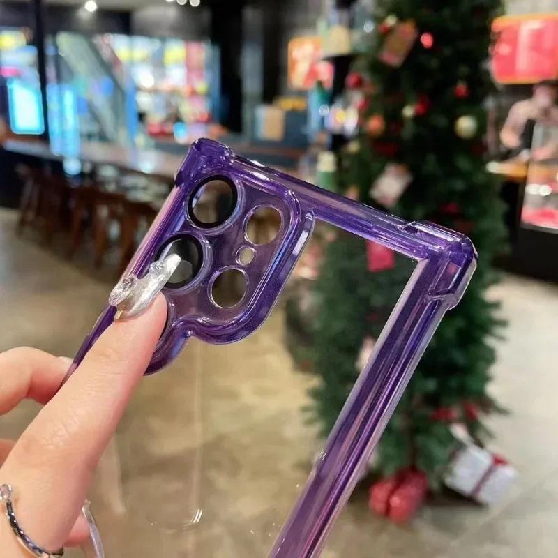 Luxus-Objektivschutz-Telefonhülle für Samsung Galaxy S24 S23 S22 Ultra S24 Plus S23 FE 5G Bumper Hard Acryl Transparent Cover