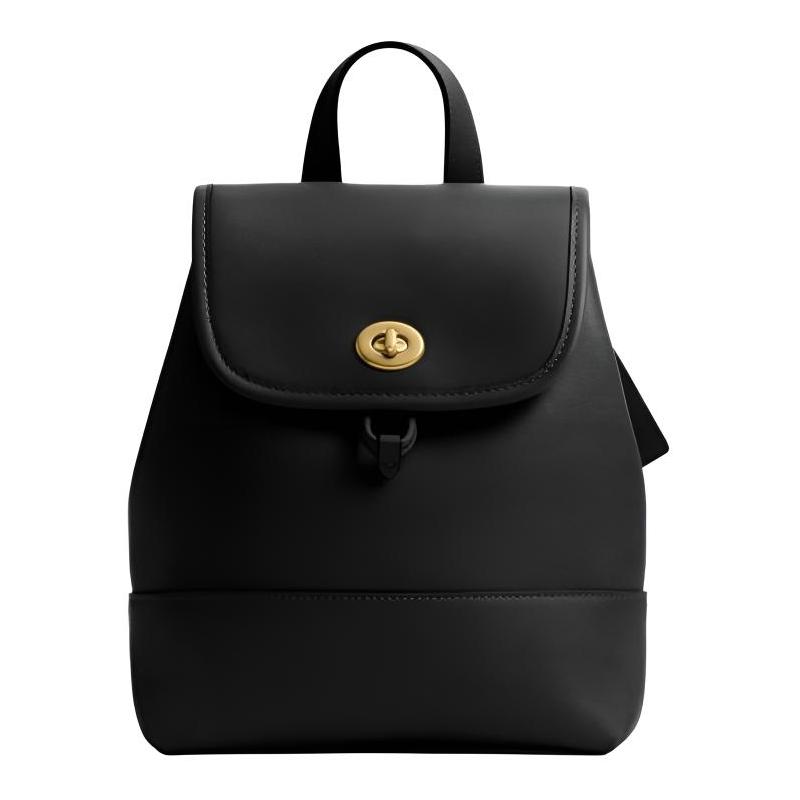 

COACH Turnlock 19 Adjustable Shoulder Strap Cow Leather Backpack Small Women Black чорний