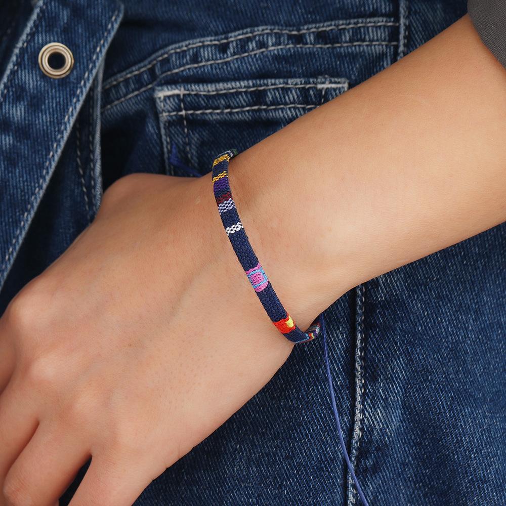 Colourful Bohemian-style cotton-linen woven bracelet – a simple versatile piece