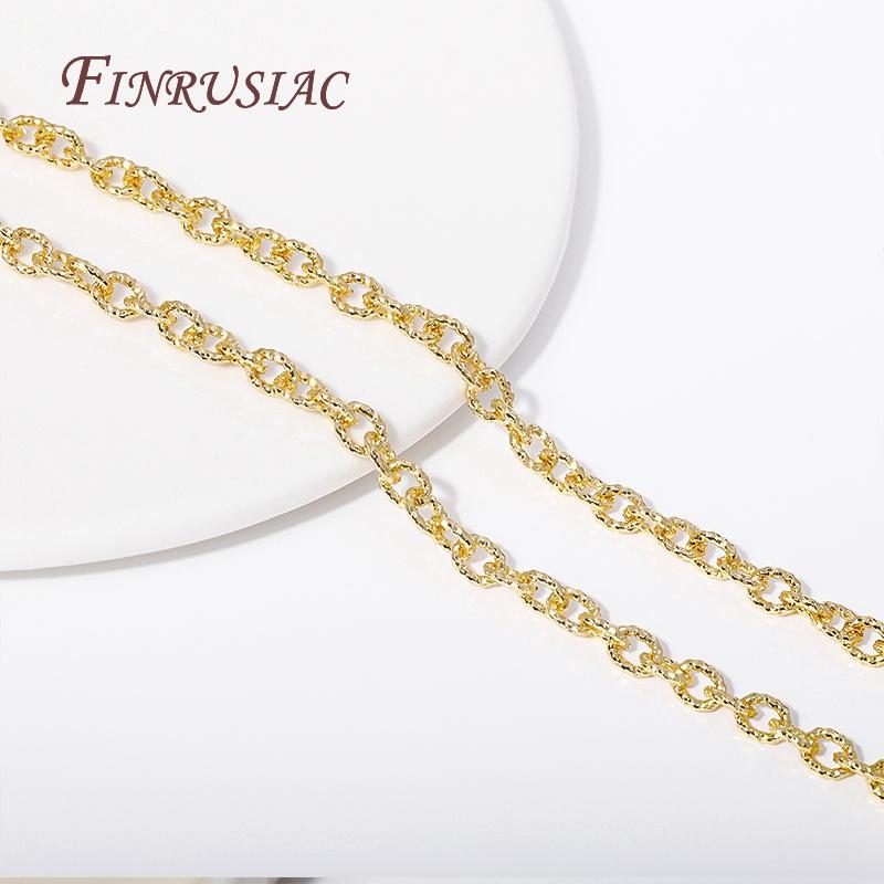4.7MMX6MM 18K Gold Plated Metal Textured Cable O Shape Chain For Making Jewelry,High Quality Spool Chains DIY Jewelry Findings