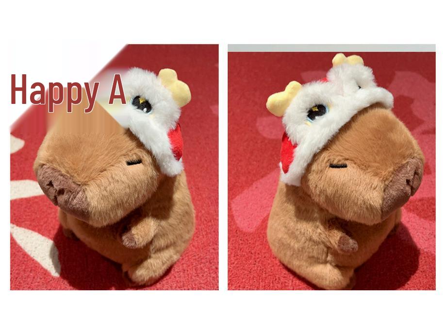 Capybara Lion Dance Hat Style Plush Toy - Cute Capybara Series Doll