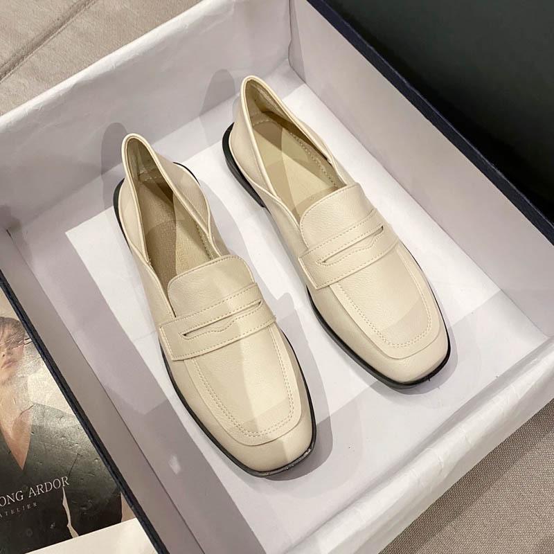 

Туфли в стиле маленьких кожаных туфель, одинарные туфли женские 2025 новая летняя плоская обувь, лоферы, универсальные черные рабочие туфли, на одном педале 39 абрикосовый