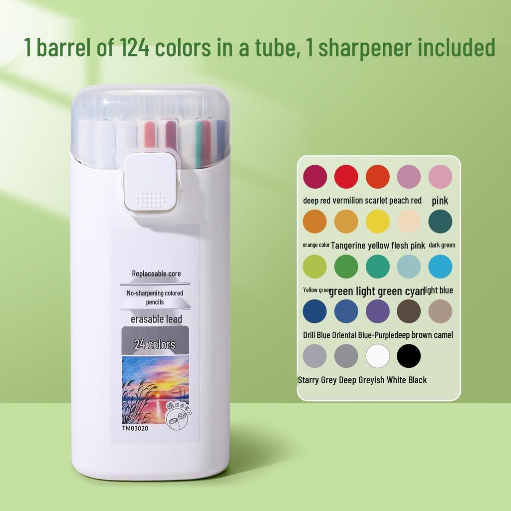 Tianzhuo Silinebilir Renkli Kalemler: 24/36 Renk, Otomatik Yağlı, Kapaklı ve Değiştirilebilir Uç Tutuculu, Bileme Gerektirmeyen.