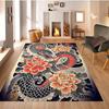 1pc Vibrant Dragon Floral Tattoo Perfect for Living Room Bedroom Game Area Hand Wash Only Bedroom Accent Bold Visual Mat Decor