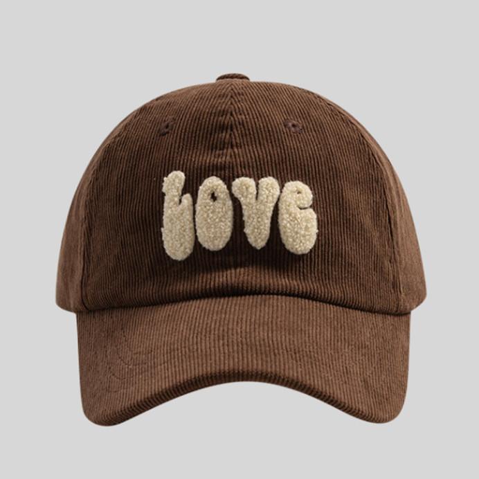 Plush Letter Retro Pattern Women Casual Corduroy Baseball Hat Autumn For