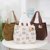 New Women's Bag Printed Portable Tote Bag Cartoon KT Cat Hand Bag Canvas Backpack Office Worker Thermal Insulation Bento Bag